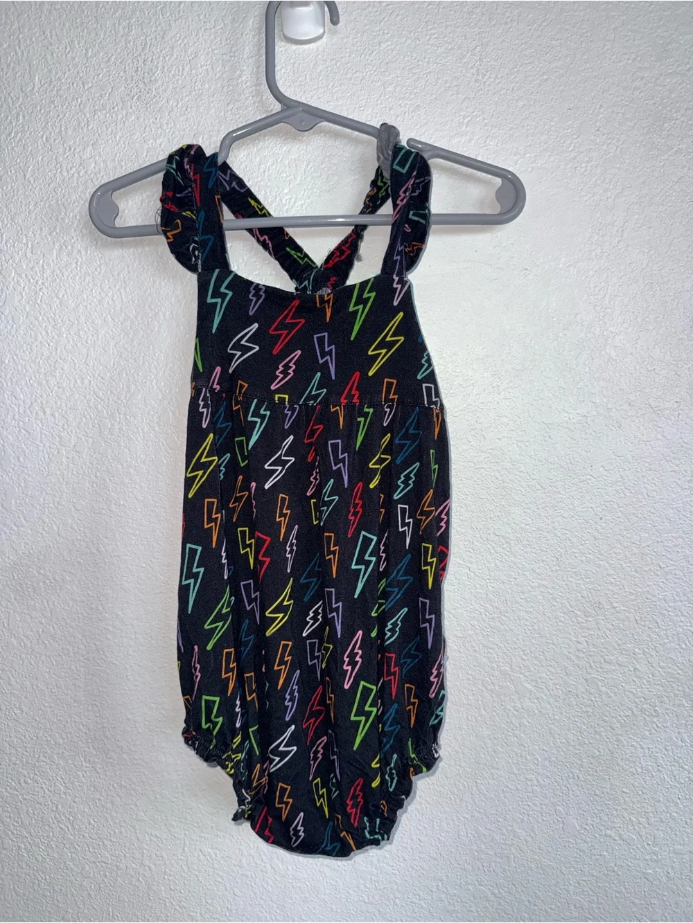 Posh Peanut Black Lightning Bolt Print One-Piece Bodysuit